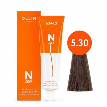 Перманентная крем-краска для волос OLLIN N-JOY 5.30 светлый шатен золотистый 100мл